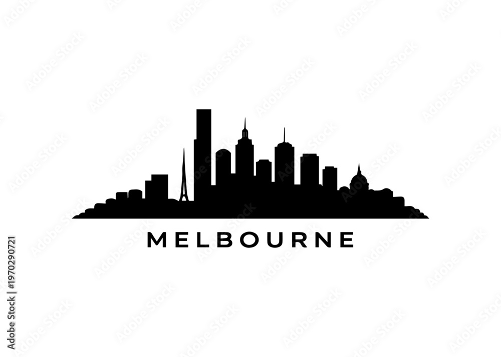 Naklejka premium Melbourne city skyline city skyline on a white background
