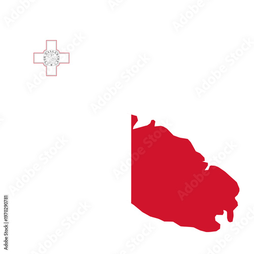 Malta Flag in Map Shape