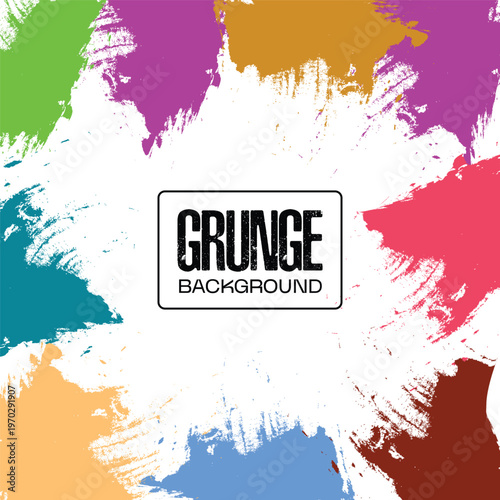 Grunge background with colorful paint splatters design element