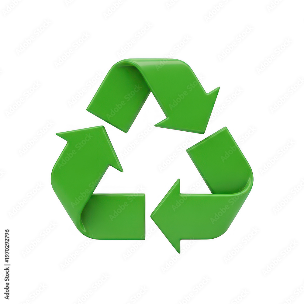 Fototapeta premium A green recycling symbol with three arrows png