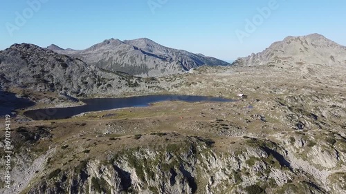 Aerial Drone View of Tevno Ezero in the Pirin Mountains, Bulgaria