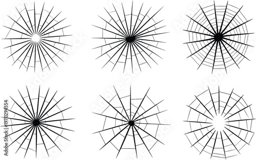 Six Spider Web Designs On White Background Keywords: spider web, arachnid, insect, nature