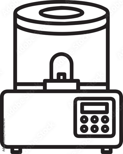 Professional Dental Plaster Casting Machine with Control Panel Vector Icon for Medical Equipment Design, Dental Labs, Prosthodontics Workflow, CAD/CAM Dentistry, Patient Records