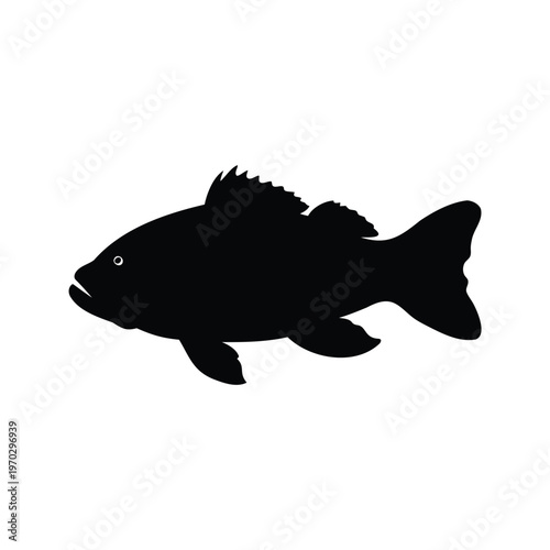 Silhouette of a fish swimming in water, vector illustration design, fish resting at bottom silhouette vector illustration