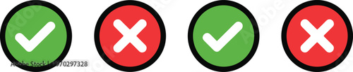 Collection of four check mark and cross mark icons, featuring green check and red cross.