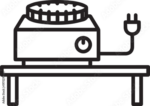 Professional Dental Plaster Vibrator Tool on Workbench Surface – Essential for Orthodontic Alginate Impressions, Dental Lab Equipment, Prosthodontics, and Restorative Dentistry Applications