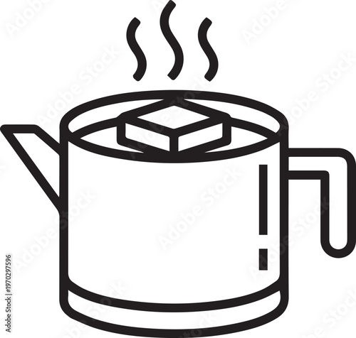 Professional Dental Wax Melting Pot Icon with Steam Visualization for Medical Training, Dental Education, Prosthodontics Workshops, Dental Lab Protocols, Orthodontic Procedures, Dental