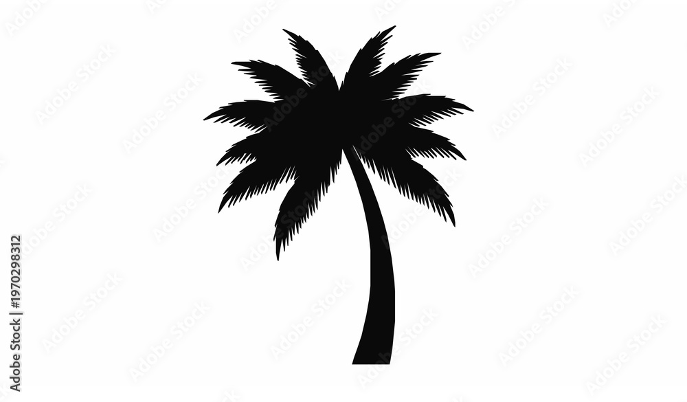 Obraz premium Palm Tree Silhouette Tropical Beach Symbol Vector Illustration