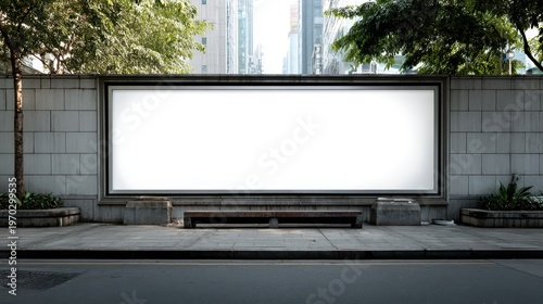Large blank billboard on a street wall, banners with room to add your own text.