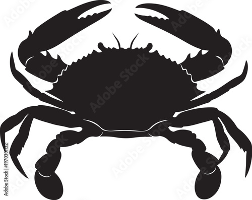 Large crab silhouette vector illustration for seafood and ocean art
