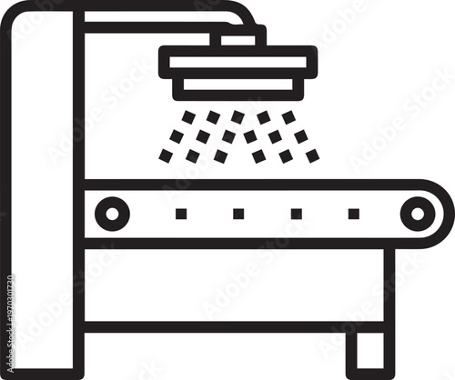 Professional Industrial Fabric Coating Machine with Precision Spray Nozzle Vector Icon for Textile Manufacturing, Surface Treatment, Coating Processes, Quality Control, Industrial Design