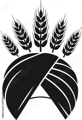 Traditional turban and wheat stalks illustration for harvest festival