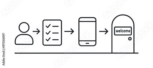Digital onboarding process and user activation flow for guiding new customers through platforms and improving retention rates, user profile, arrow