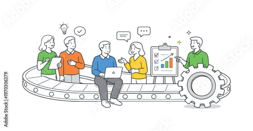 Colleagues reinforcing steady collaboration habits and maintaining predictable workflow movement together during a routine progress reflection session