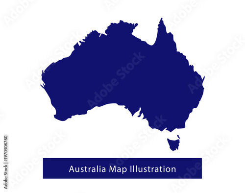 Australia Map Clean Flat Silhouette Design