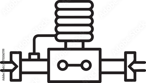 Professional Solenoid Valve with Pilot Control Line Vector Icon for Industrial Automation, HVAC Systems, Fluid Power Engineering, Pneumatic Control Schematics, Mechanical Diagrams