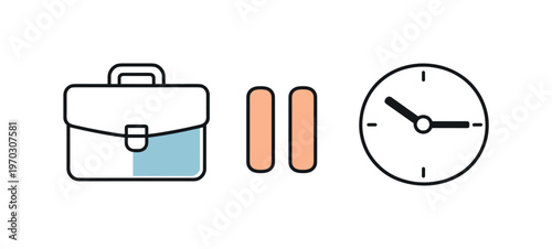 Quiet quitting and boundary setting in modern work culture focused on balance and sustainability, a simple briefcase placed next to a small pause