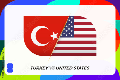 Turkey vs United States International Sports Tournament Icon.