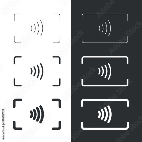 Contactless payment icon (NFC). Symbol of purchase or store, cash register or bank card. Cashless payment. Vector.