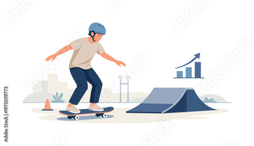 A skateboarding practice moment where a person learns and repeats basic movements in an open urban space with steady effort, a skateboard and a simple