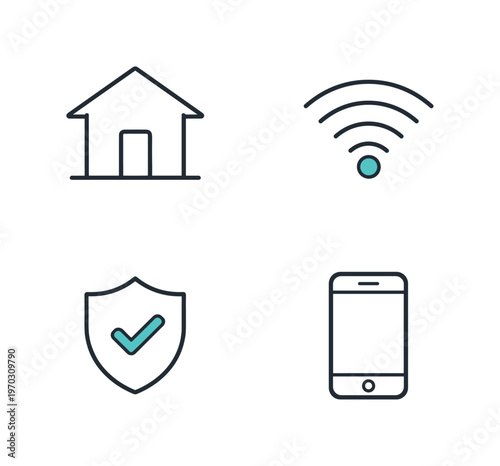 Smart home technology and connected living covering automation, security, energy control, and remote access in a modern residential environment, four