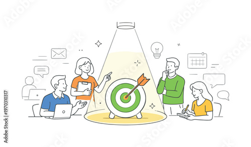 A simple attention management scenario where individuals focus on key priorities while filtering out less important inputs in a busy workflow, using a