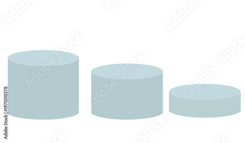3D round podium set with blank pedestal and cylinder platform. White minimal stage with stairs for product display, mockup stand, empty showcase scene isolated on transparent background. PNG
