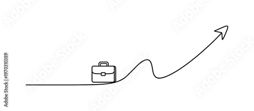 Forward momentum and maintaining progress despite minor setbacks in a professional journey, a flowing line forming a small obstacle that seamlessly