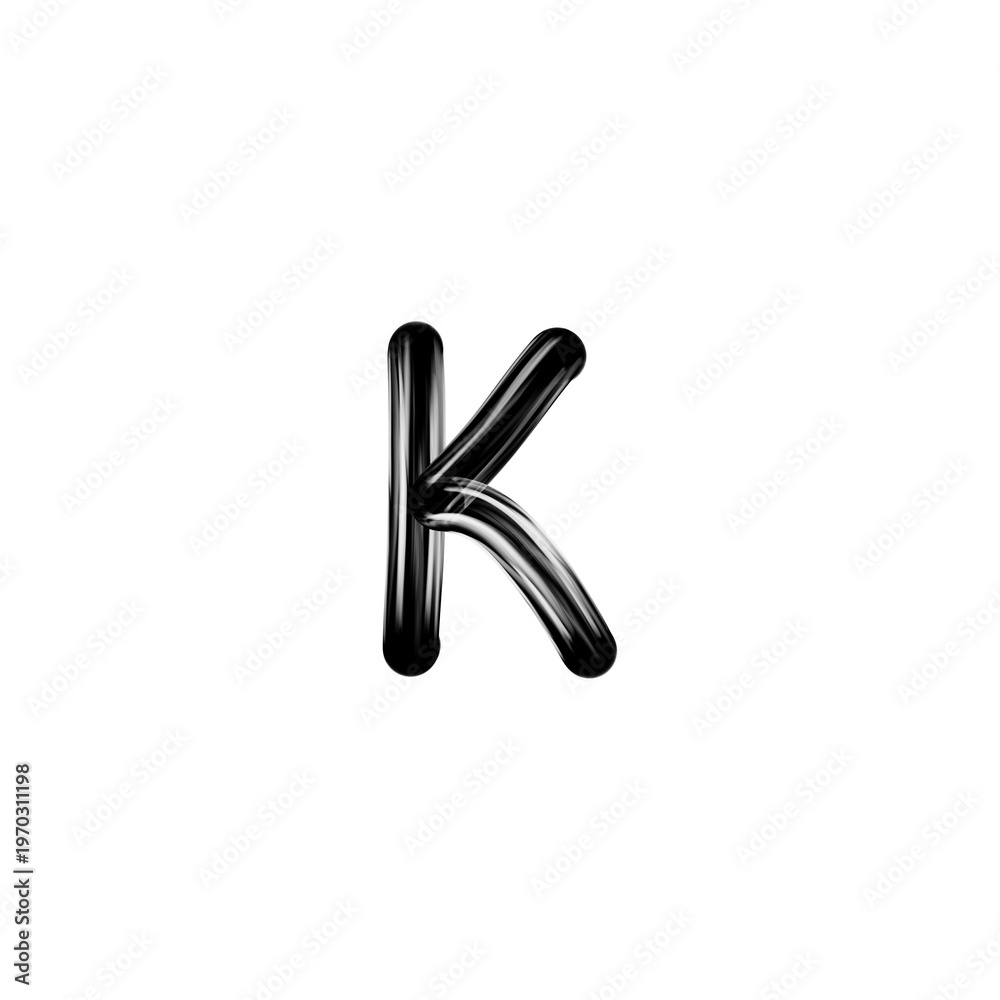 Obraz premium Lower Case Letter K in Glossy Black Liquid Style