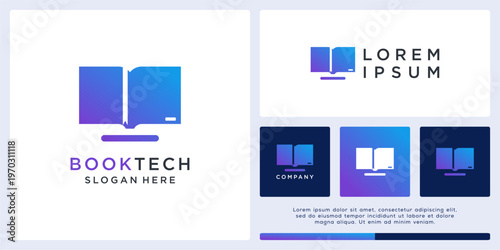 Book technology logo design template abstract