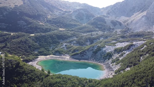 Turquoise Alpine Lake Below Sinanitsa Peak – Pirin Mountains Drone Footage