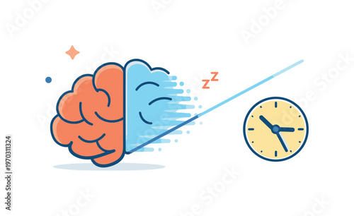 Cognitive drift and gradual loss of focus during long digital sessions focused on declining attention and mental clarity over time, a brain combined