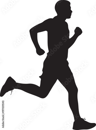 A single athletic man running swiftly forward, demonstrating speed and focused determination during a workout