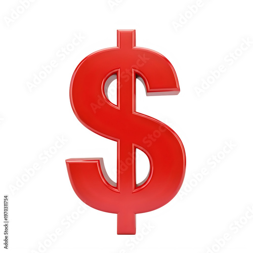 Large red dollar sign symbol on white background transparent background