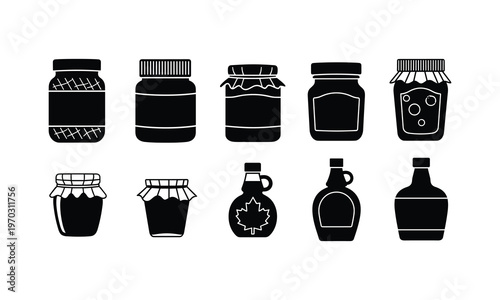 Collection of various jars and bottles commonly used for preserving and storing liquids