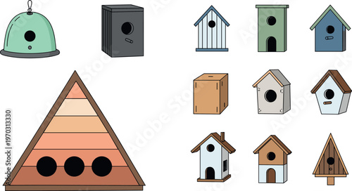Unique Birdhouse Set with Various Creative Designs and Shapes for Outdoor Gardens, Wildlife, and Nature Projects
