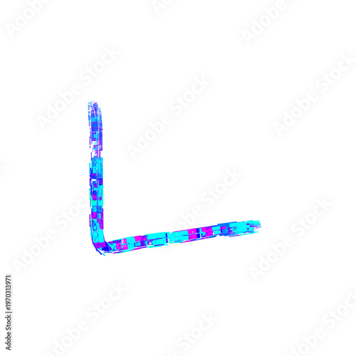 Canvas Print Distorted Glitch Art Capital Letter L in Cyan and Purple