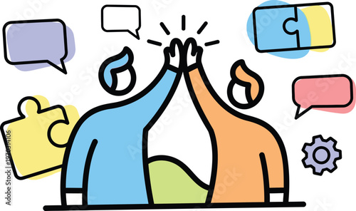Collaborative Success High Five Partnership Concept