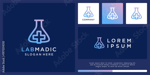 Lab medic logo design template with cross
