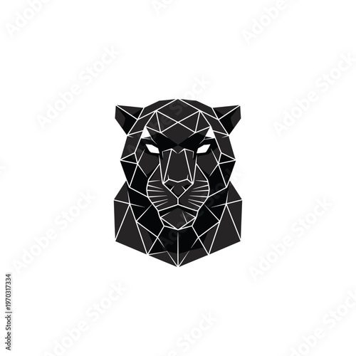 Geometric black panther head with sharp lines and angular design.