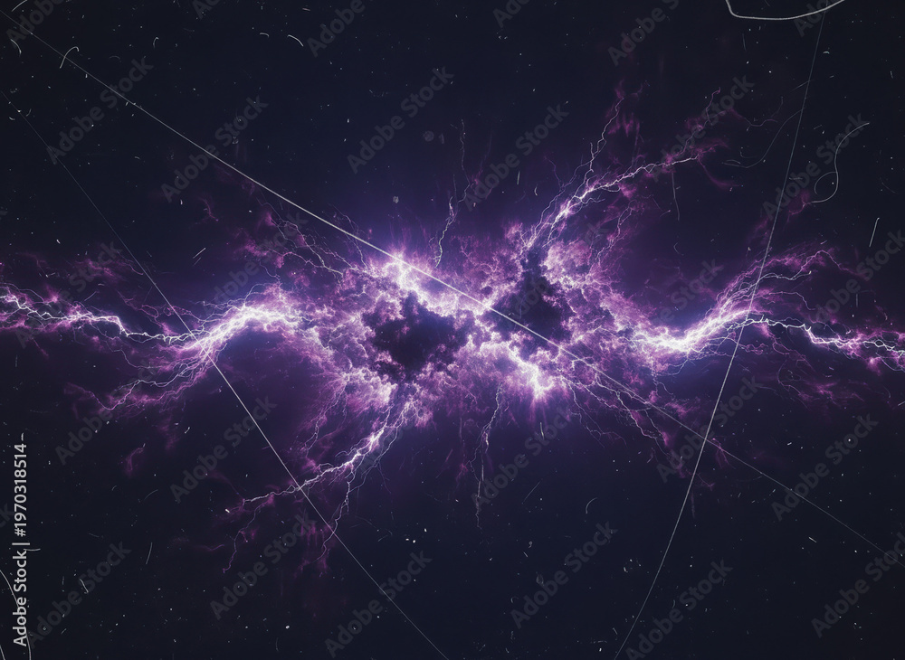 Fototapeta premium Abstract Purple Lightning Plasma and Space Nebula Background