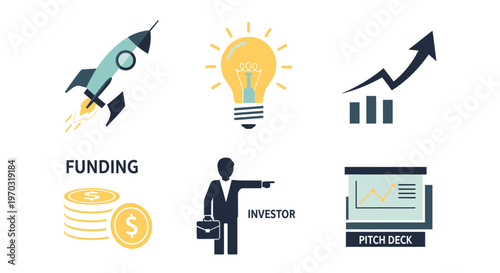 Business startup concepts rocket launch ideas funding and growth