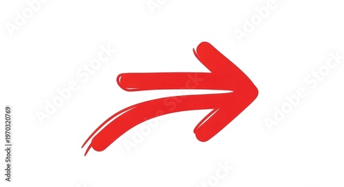 Bold red arrow illustration directional symbol for progress and movement