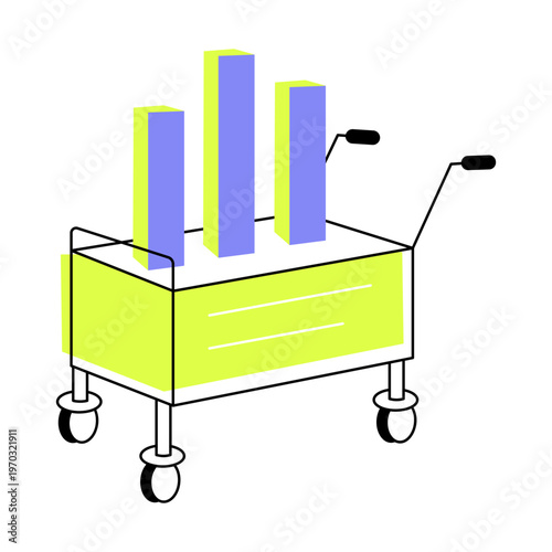 An icon showing data trolley designed in flat style