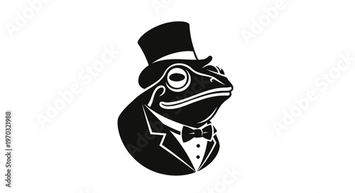 Elegant Frog Wearing a Top Hat and Tuxedo.