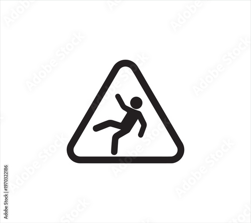 Slippery surface warning sign with a person falling down triangle symbol