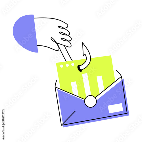 A flat style icon of email fishing