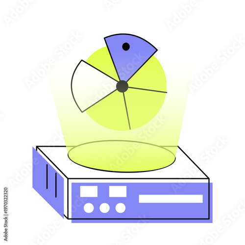 An icon showing hologram insights designed in flat style