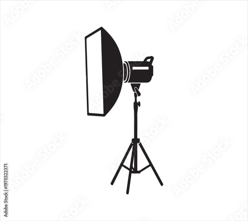Studio flash photography light with softbox on tripod stand equipment