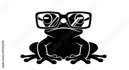 Silhouette of a Frog Wearing Glasses.
